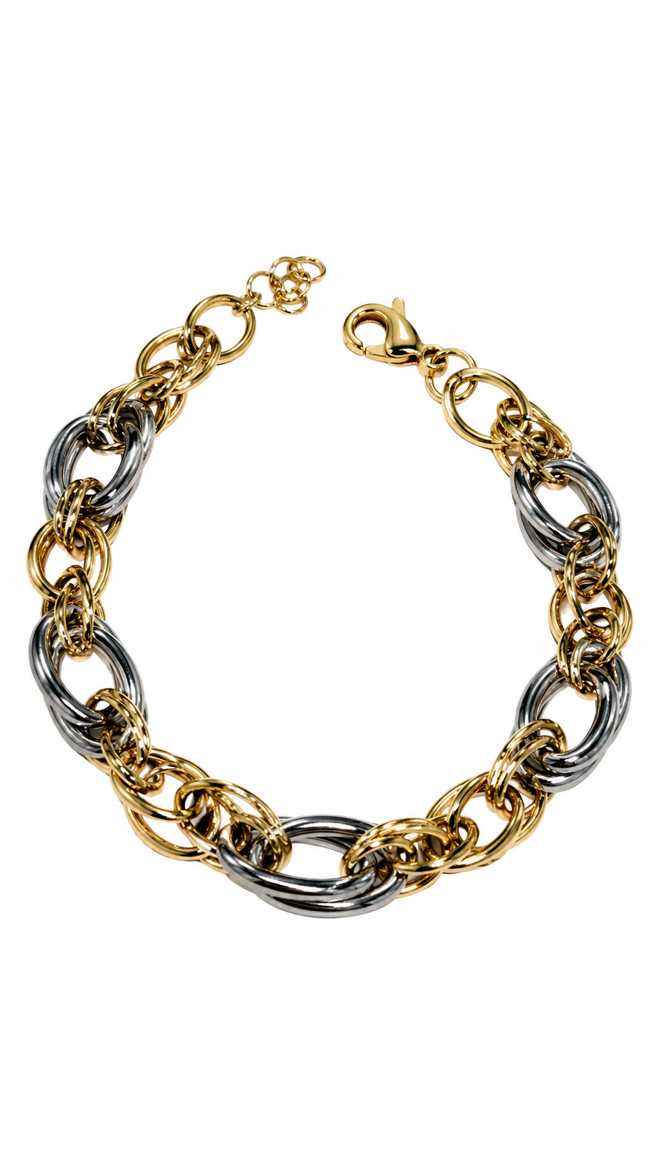 Round Link Bracelet Two-Tone - Size 8 to Size 8.5