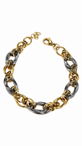 Round Link Bracelet Two-Tone - Size 8 to Size 8.5