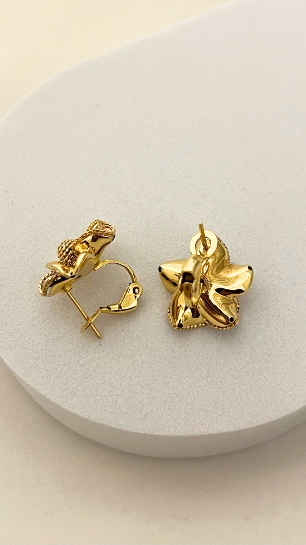 Flower Clip-Type Earrings and Necklace With Pendant Set