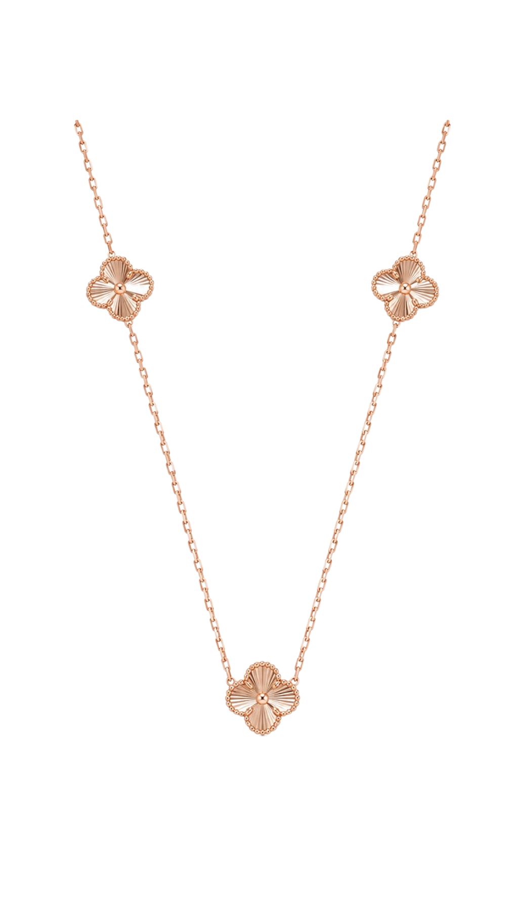 3 Flowers 15mm Necklace Rose Gold - Size 18