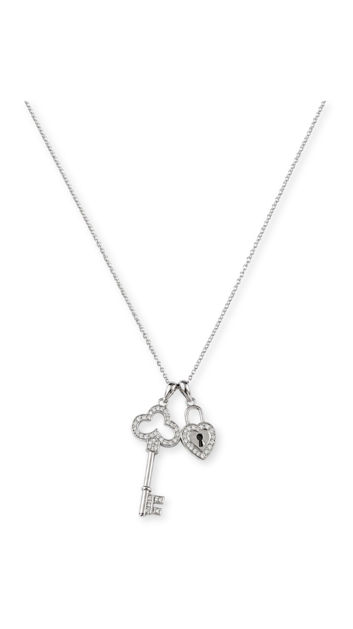 925 Silver Key With Heart Necklace