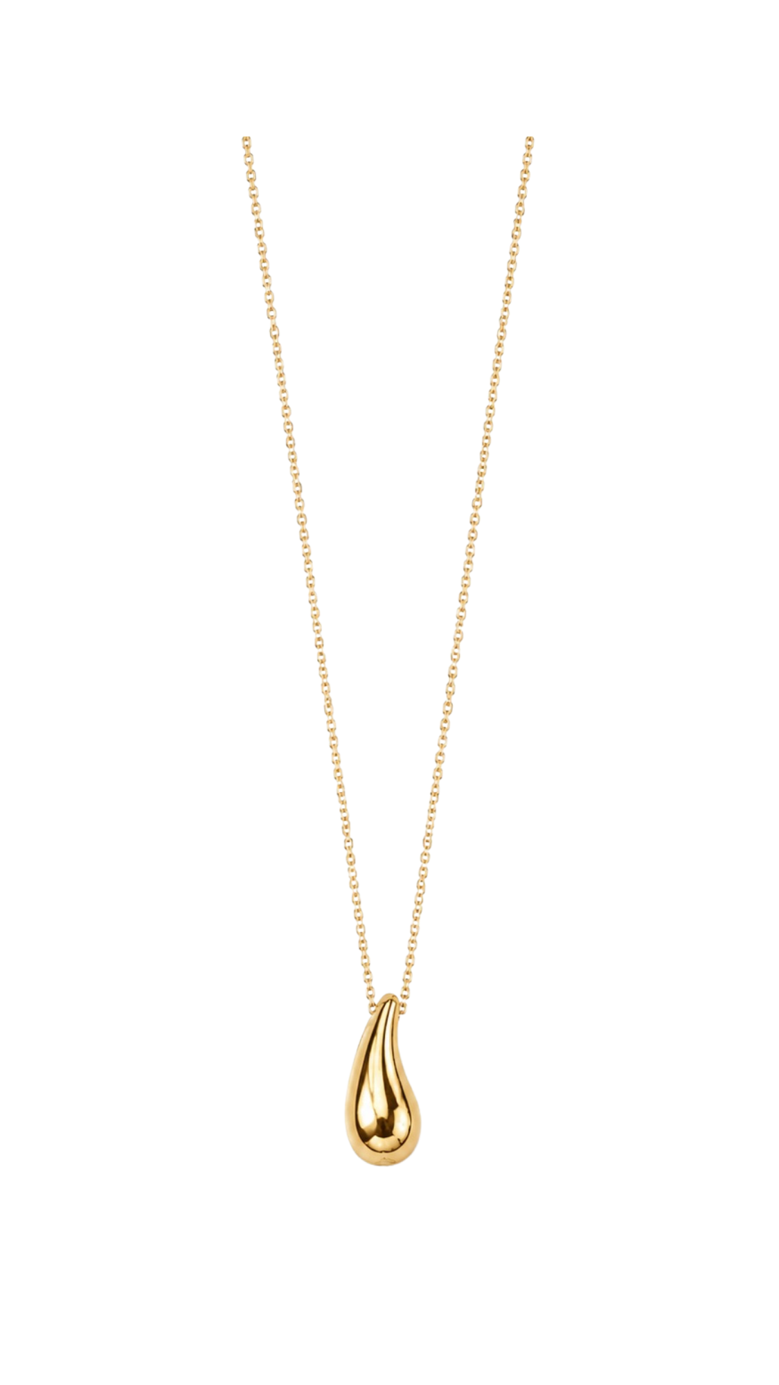 925 Silver Teardrop Necklace Yellow Gold Plated