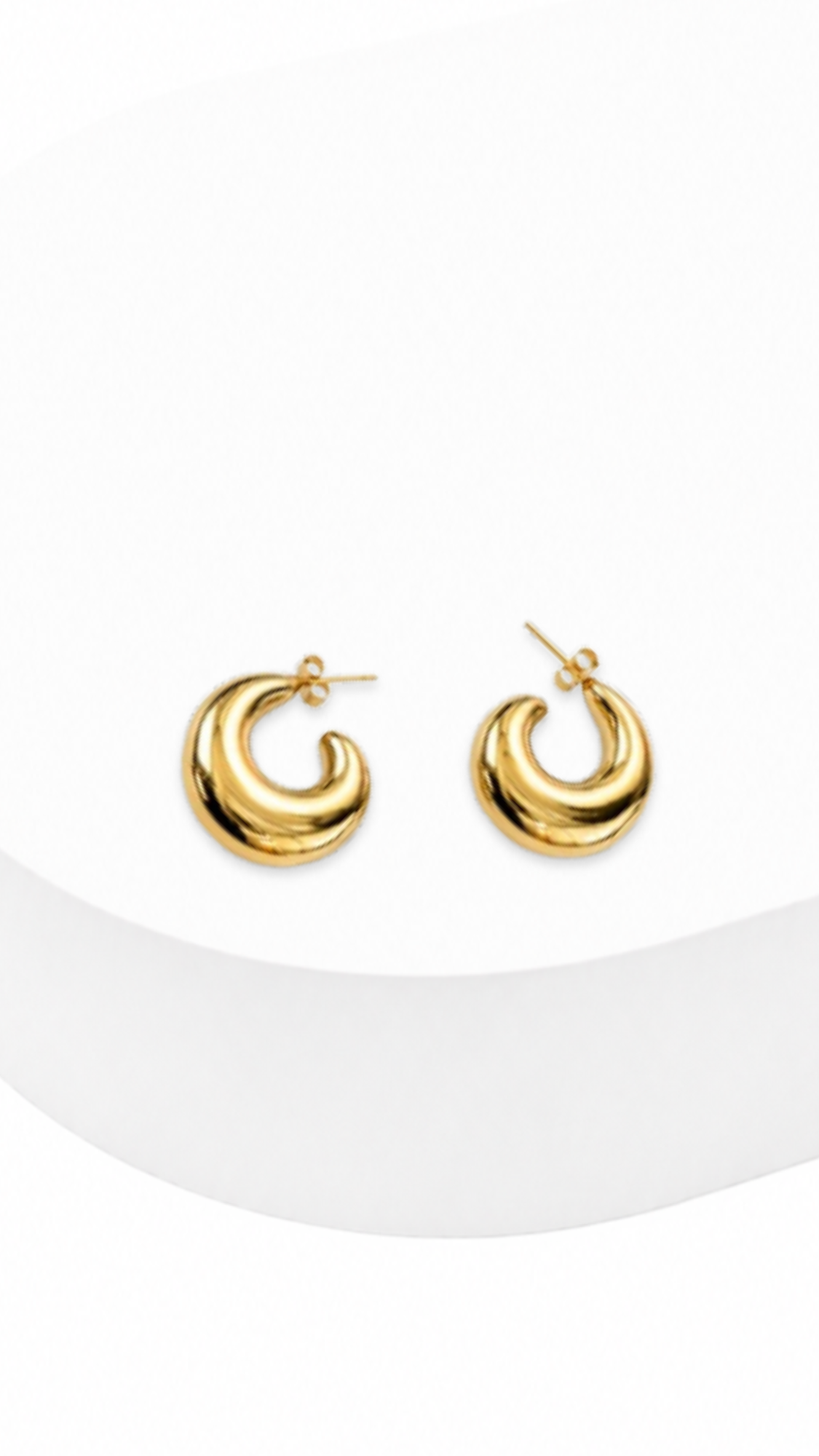 925 Silver YG Dome Slim Stud Earring