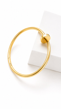 925 Sterling Silver - Twisted Nail Head Style Bangle - Non-Studded Yellow Gold-Plated