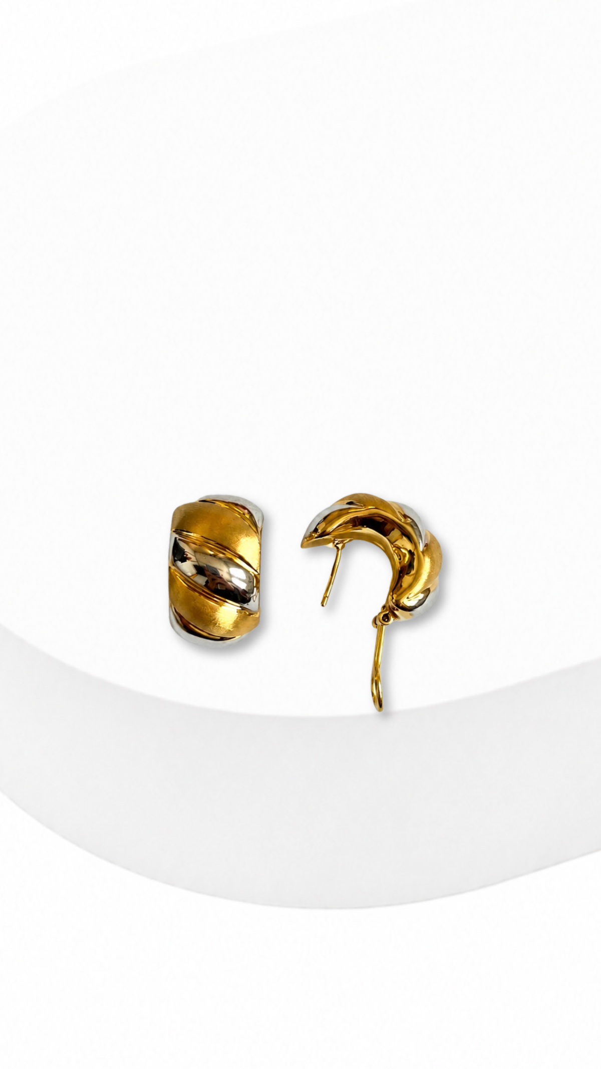 Square Ribbon Electroform Earrings Two-Tone