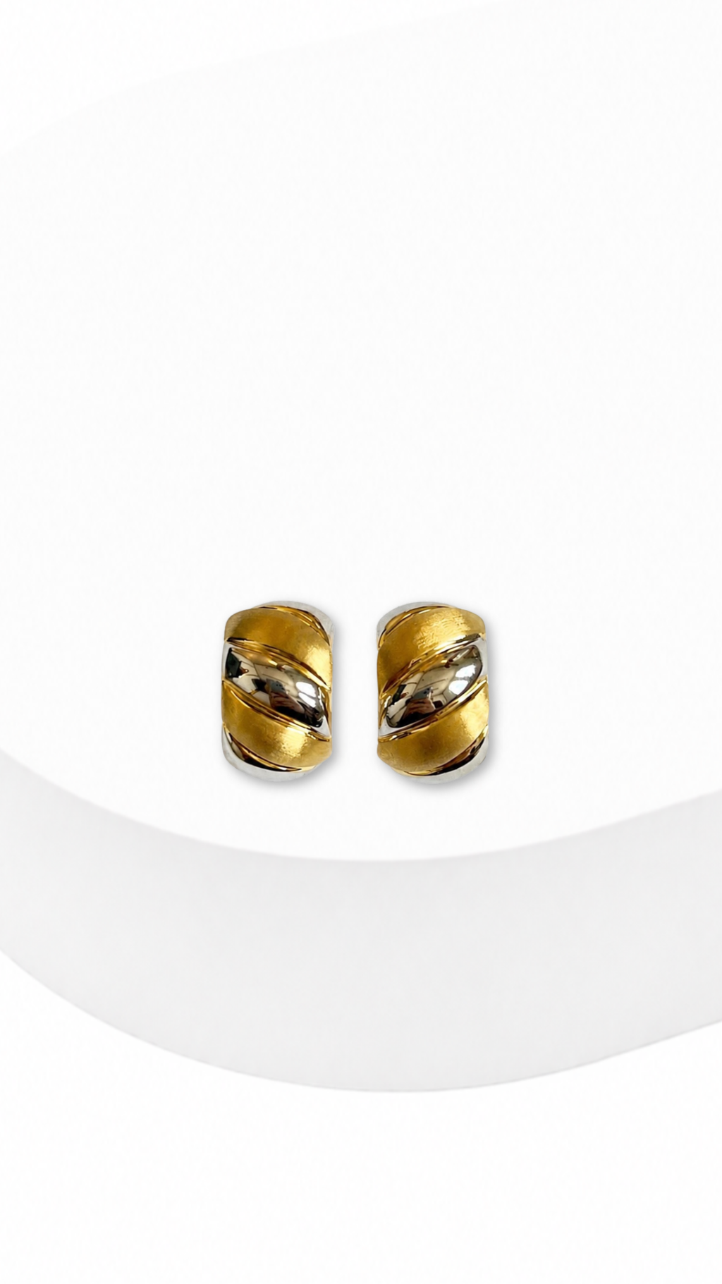 Square Ribbon Electroform Earrings Two-Tone