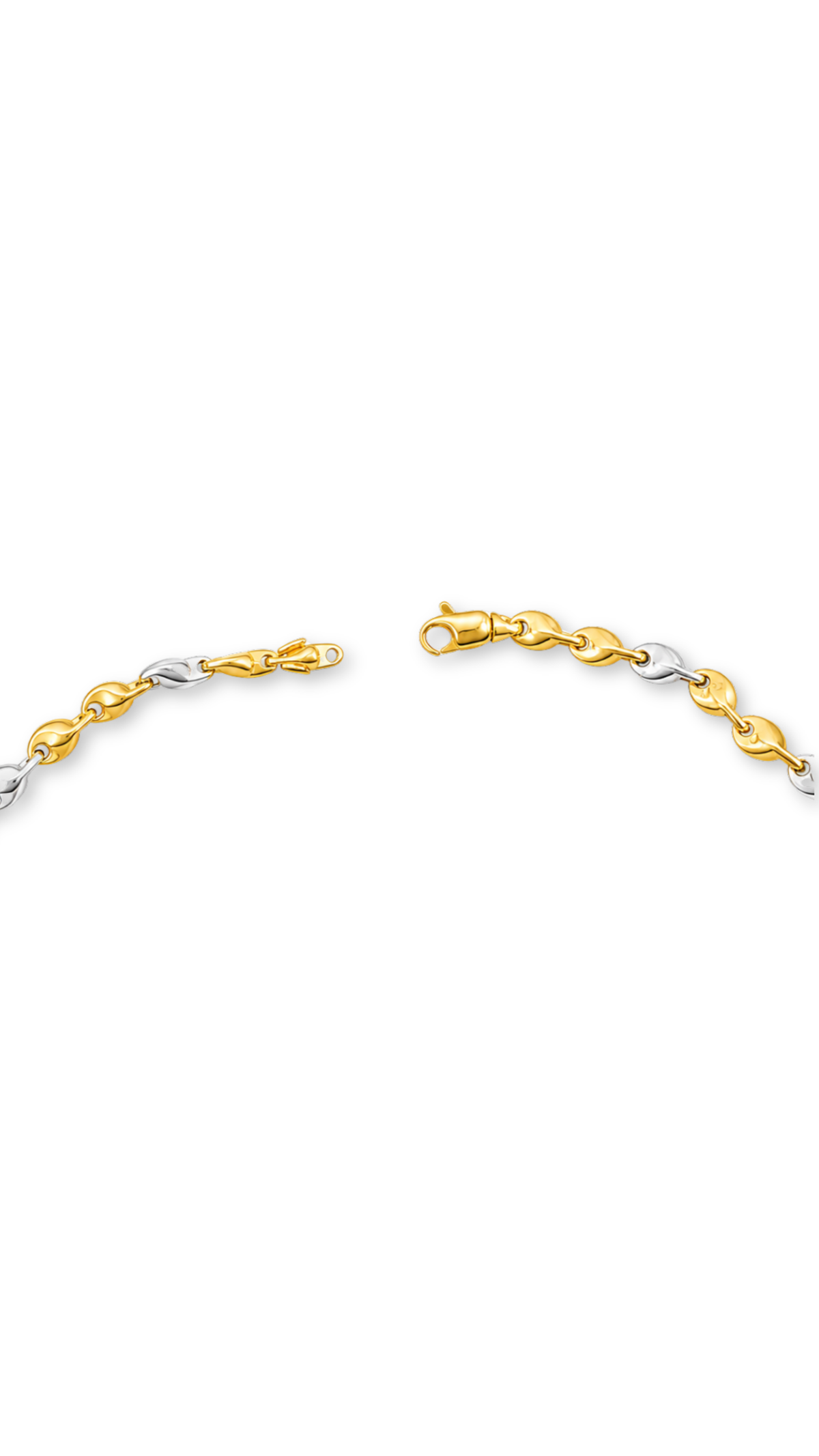 18k Gold Beans Chain Two-Tone - Size 24