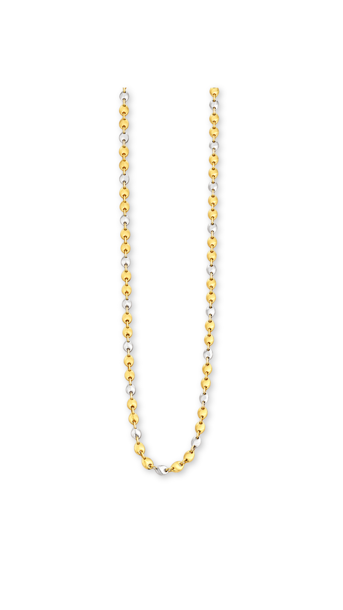18k Gold Beans Chain Two-Tone - Size 24