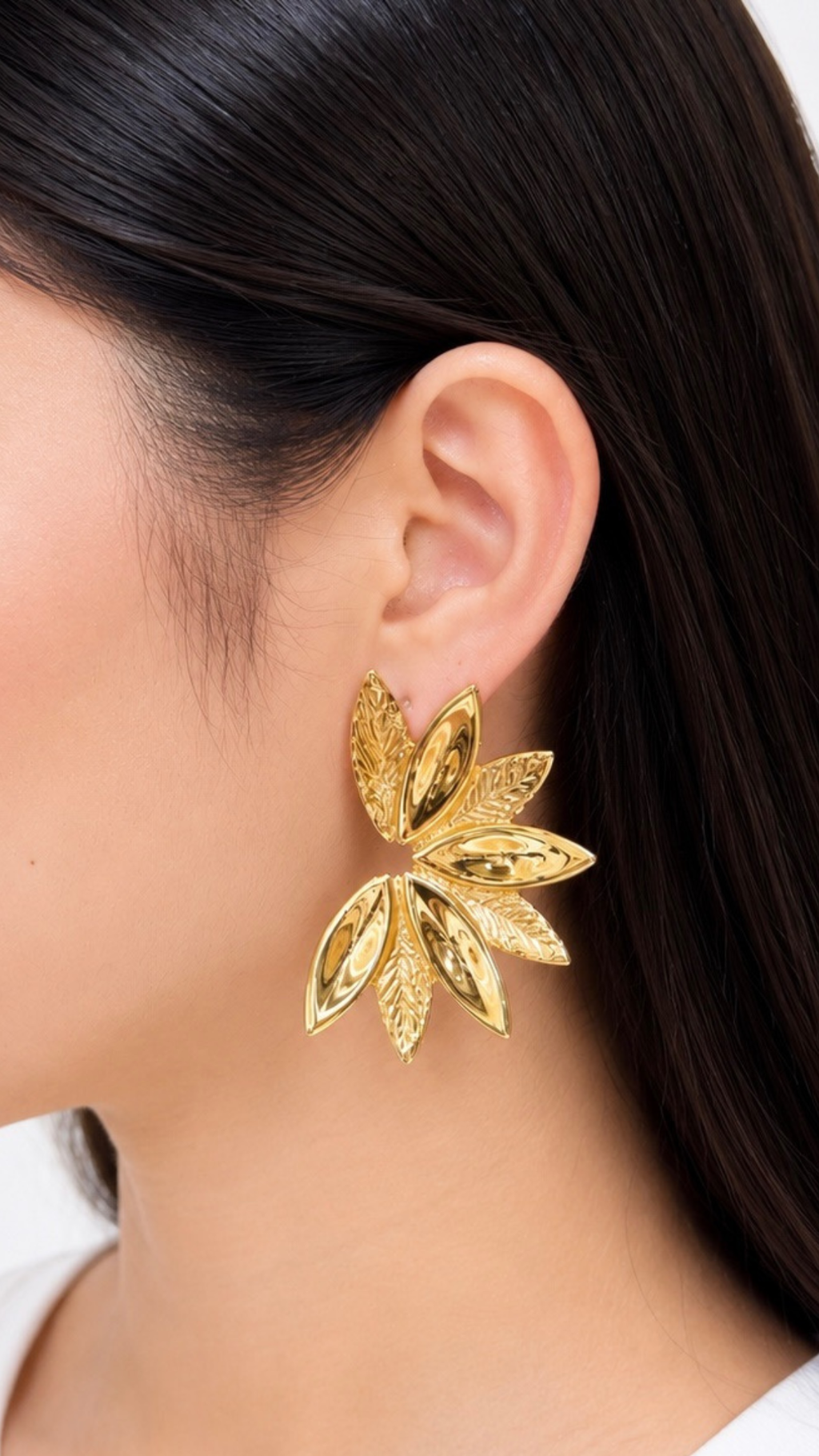 Aurelia Leaf Blossom Clip-Type Earrings Matte & Glossy