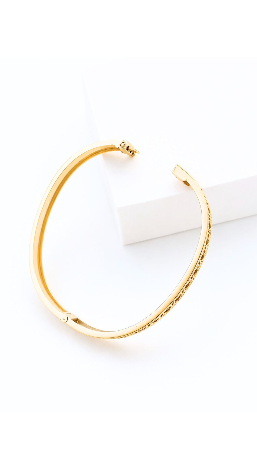 Gold Mesh Bangle With White Gold Base Slim - Size 18