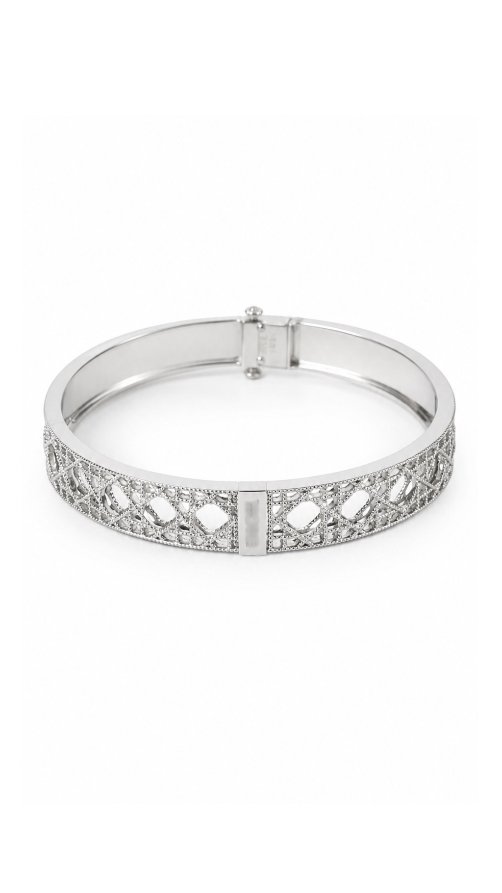 White Gold Mesh Bangle - Size 16