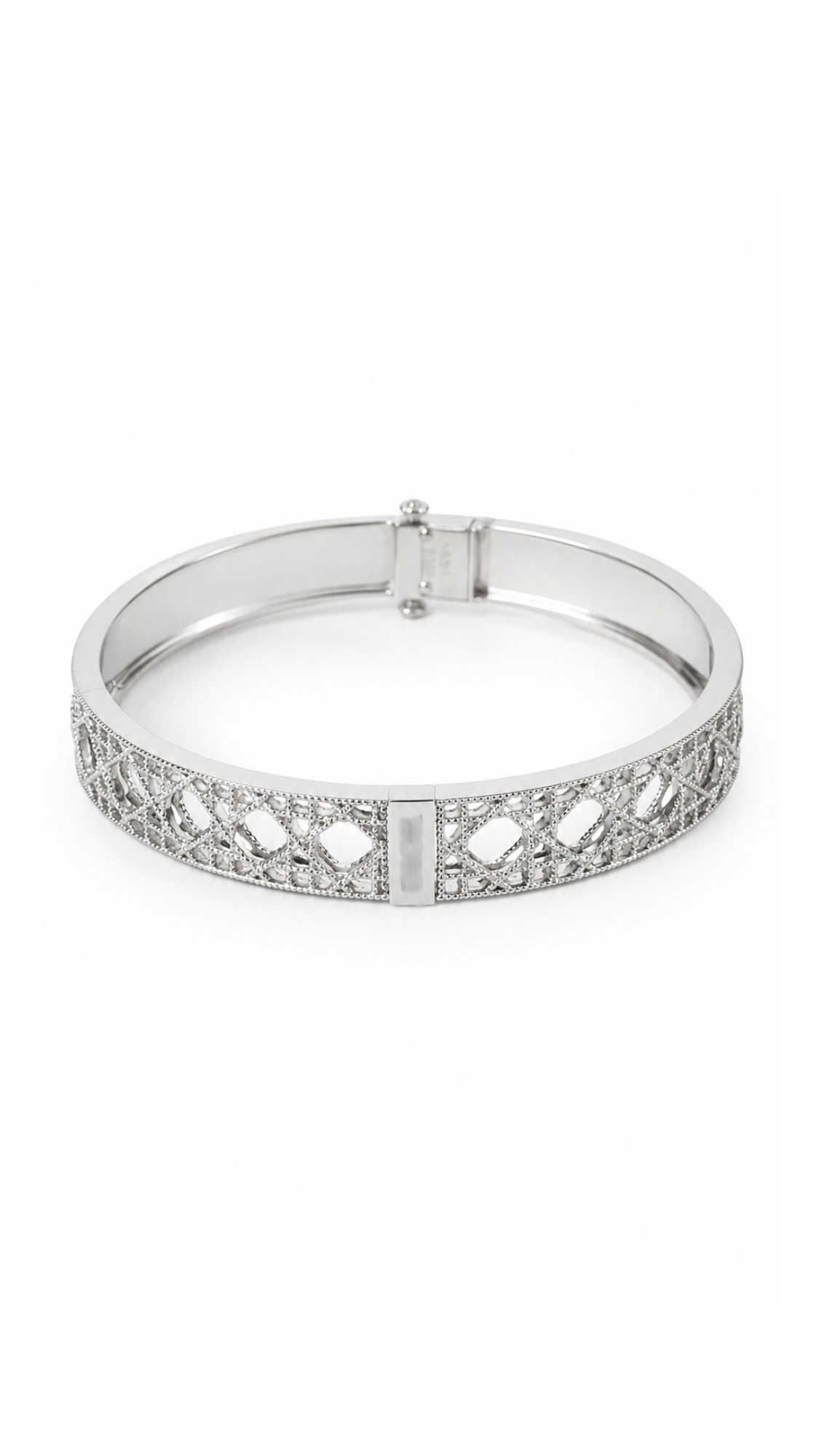 White Gold Mesh Bangle - Size 16