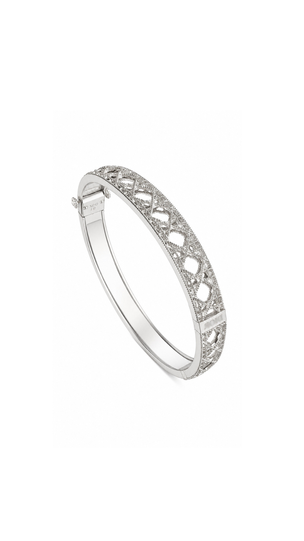 White Gold Mesh Bangle - Size 16