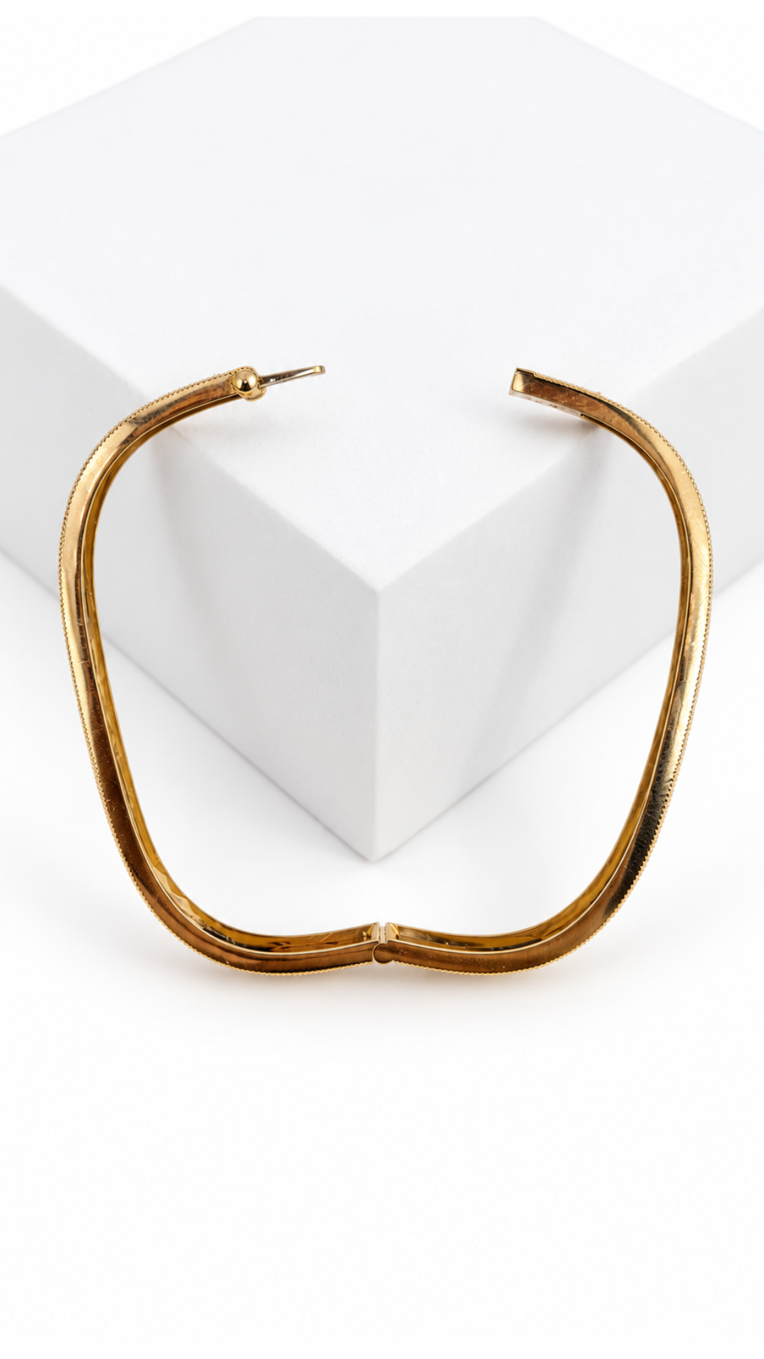 Gold Mesh Bangle With White Gold Base Rectangle - Size 17