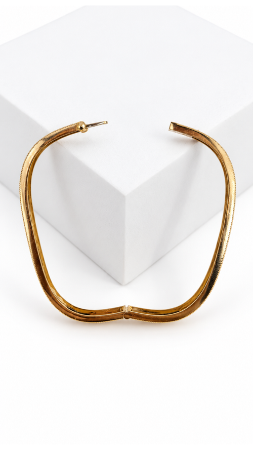 Gold Mesh Bangle With White Gold Base Rectangle - Size 17
