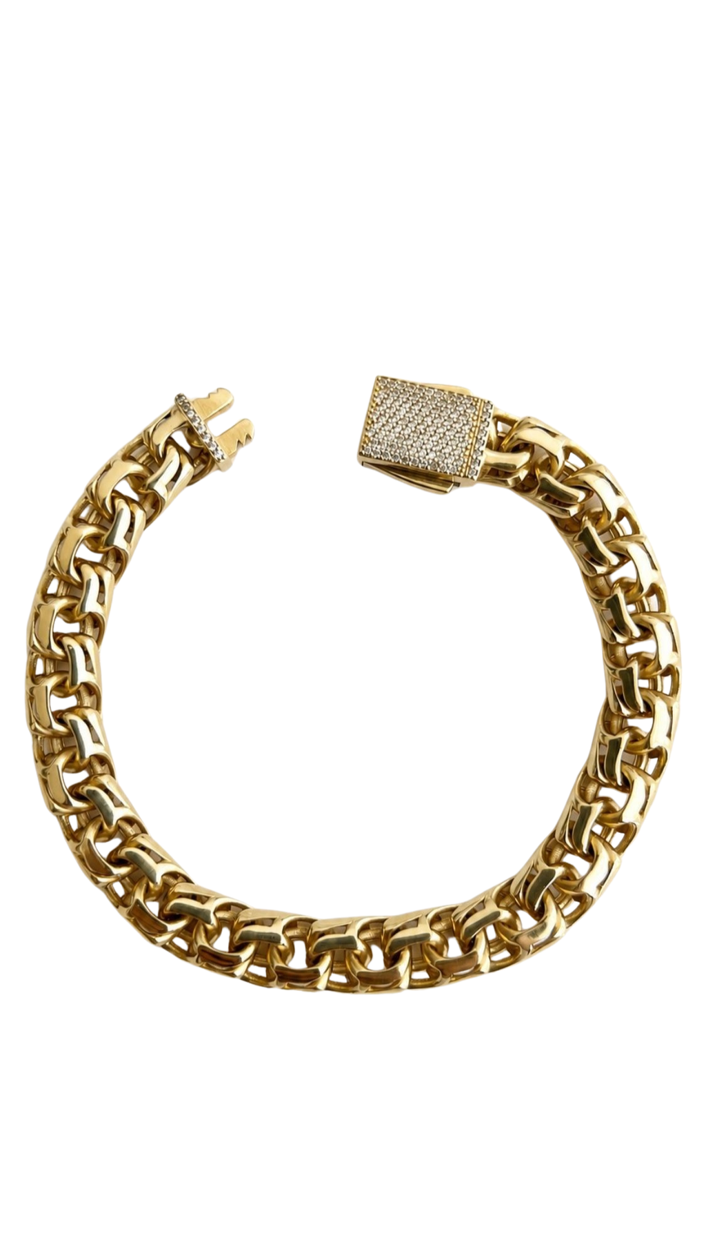 Link Bracelet With Stone-Paved Lock - Size 8