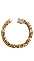 Link Bracelet With Stone-Paved Lock - Size 8