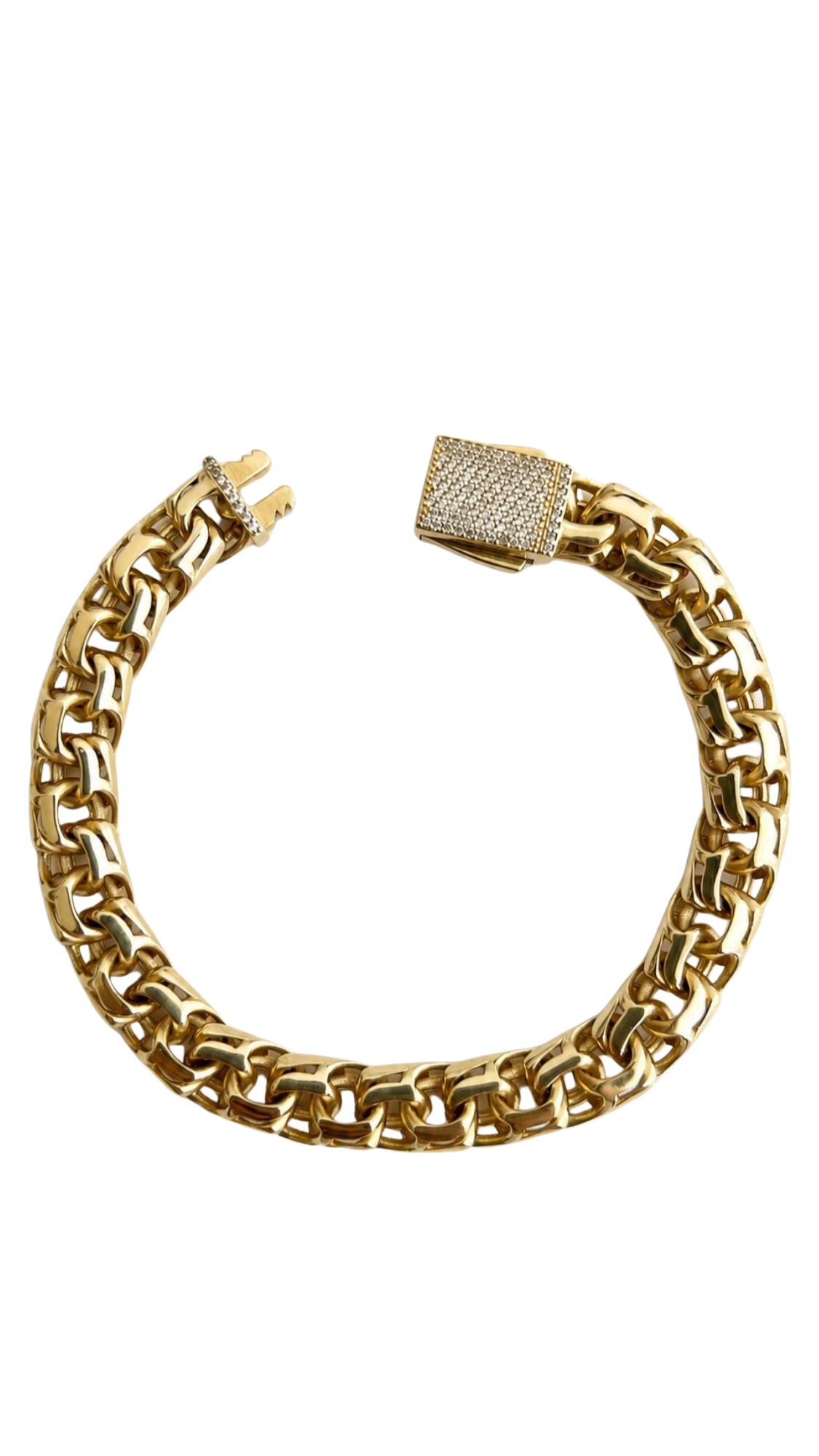 Link Bracelet With Stone-Paved Lock - Size 8
