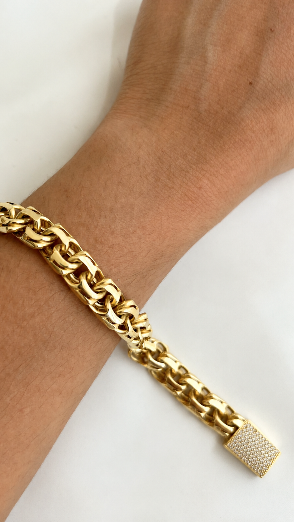 Link Bracelet With Stone-Paved Lock - Size 8