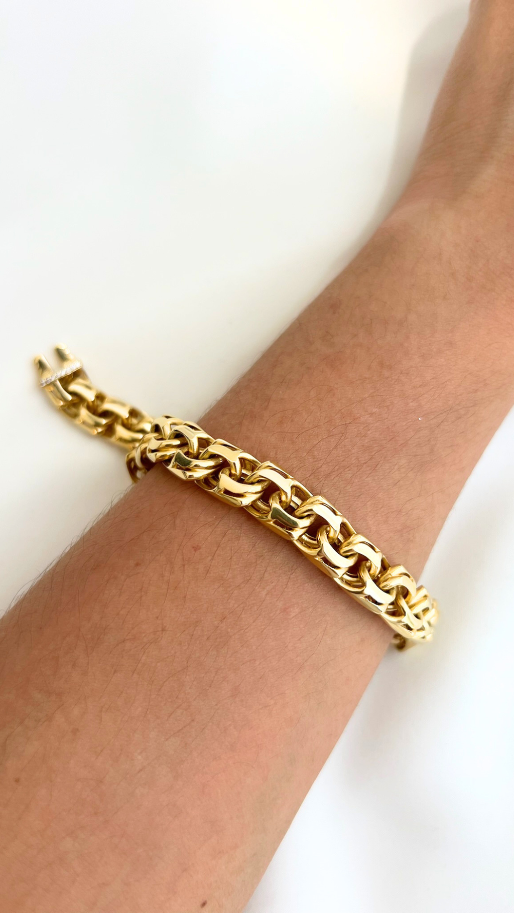 Link Bracelet With Stone-Paved Lock - Size 8