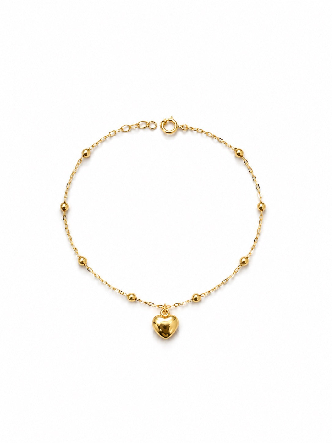 Station Ball Bracelet With Heart Charm - Size 7.25