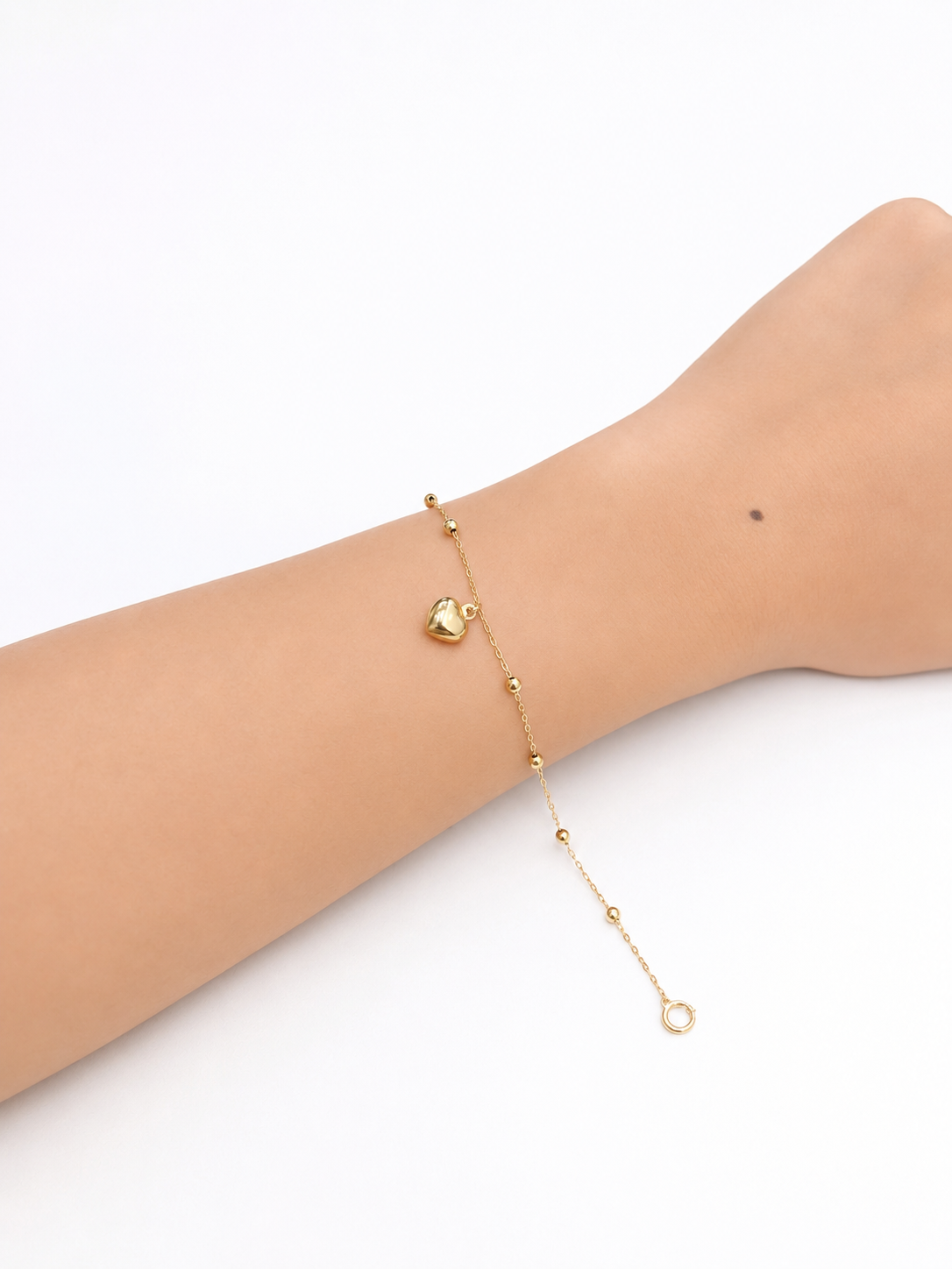 Station Ball Bracelet With Heart Charm - Size 7.25