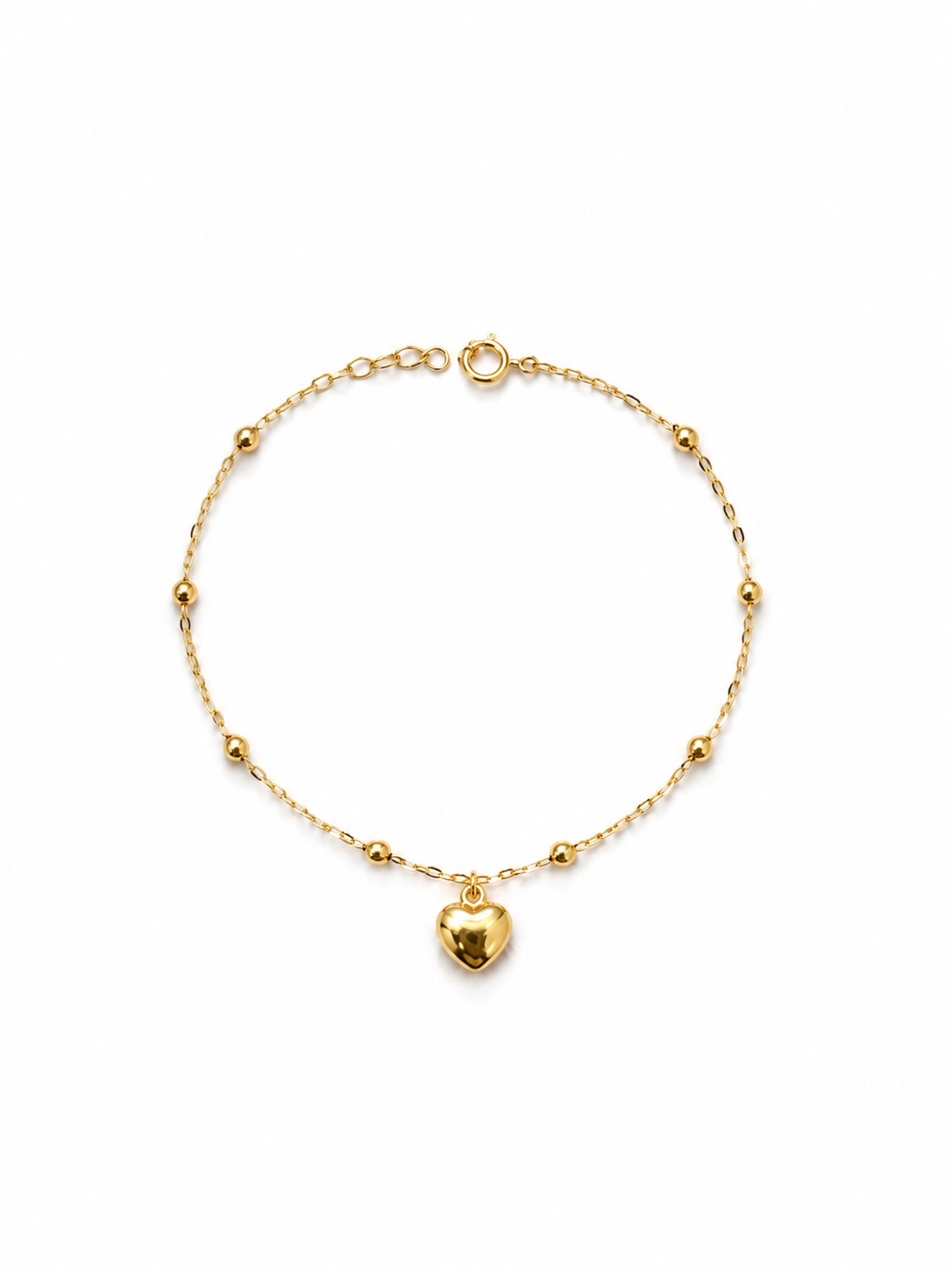 Station Ball Bracelet With Heart Charm - Size 7.25