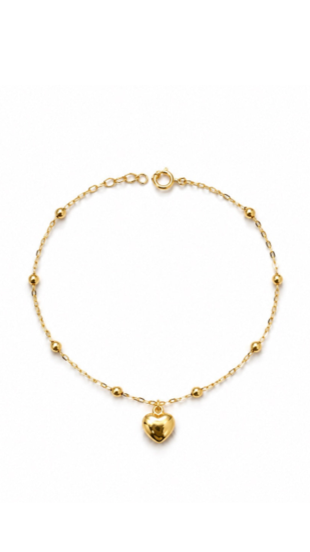 Station Ball Bracelet With Heart Charm - Size 7.25