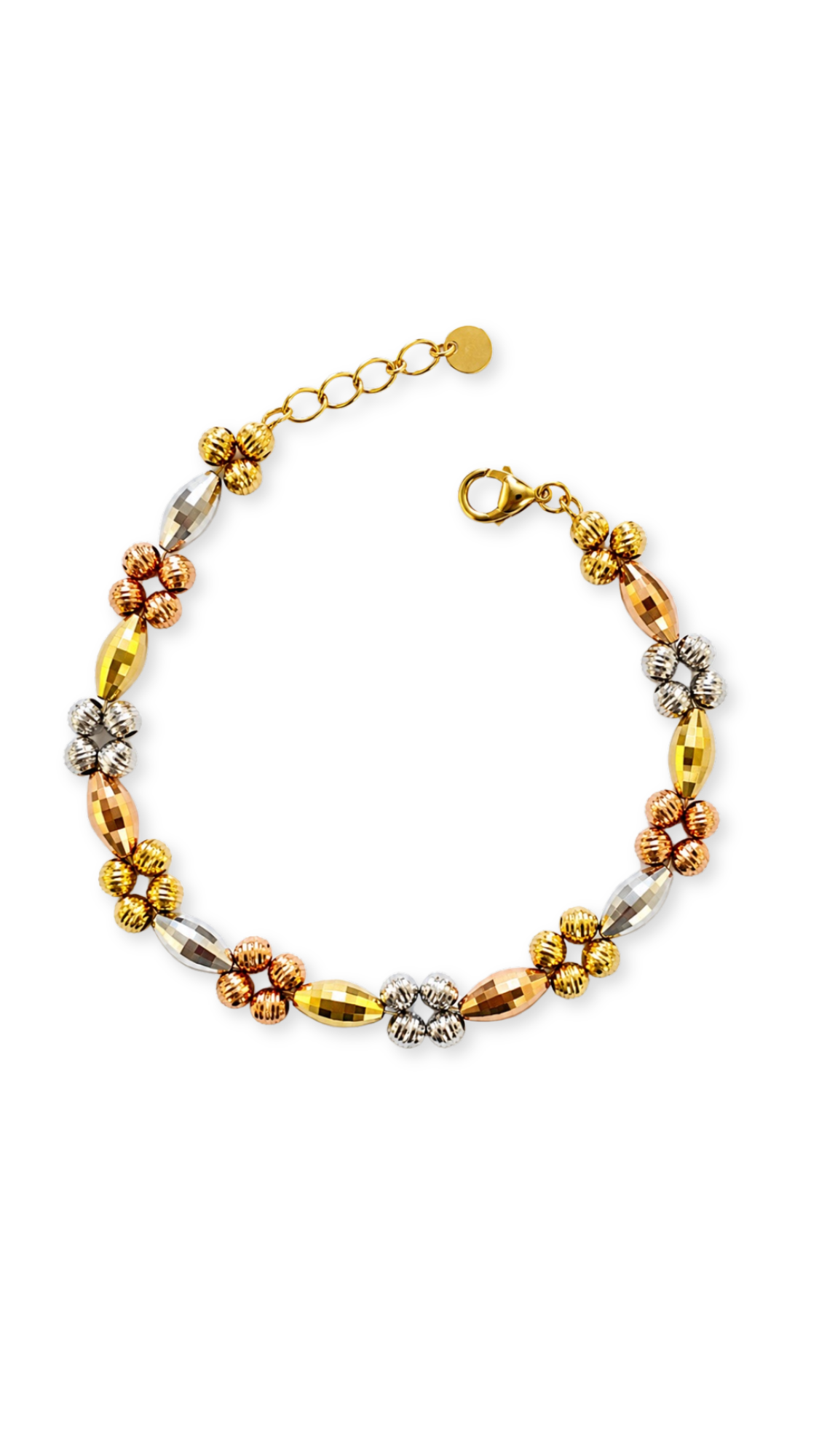 Floral Beads Bracelet Tricolor - Size 7-8