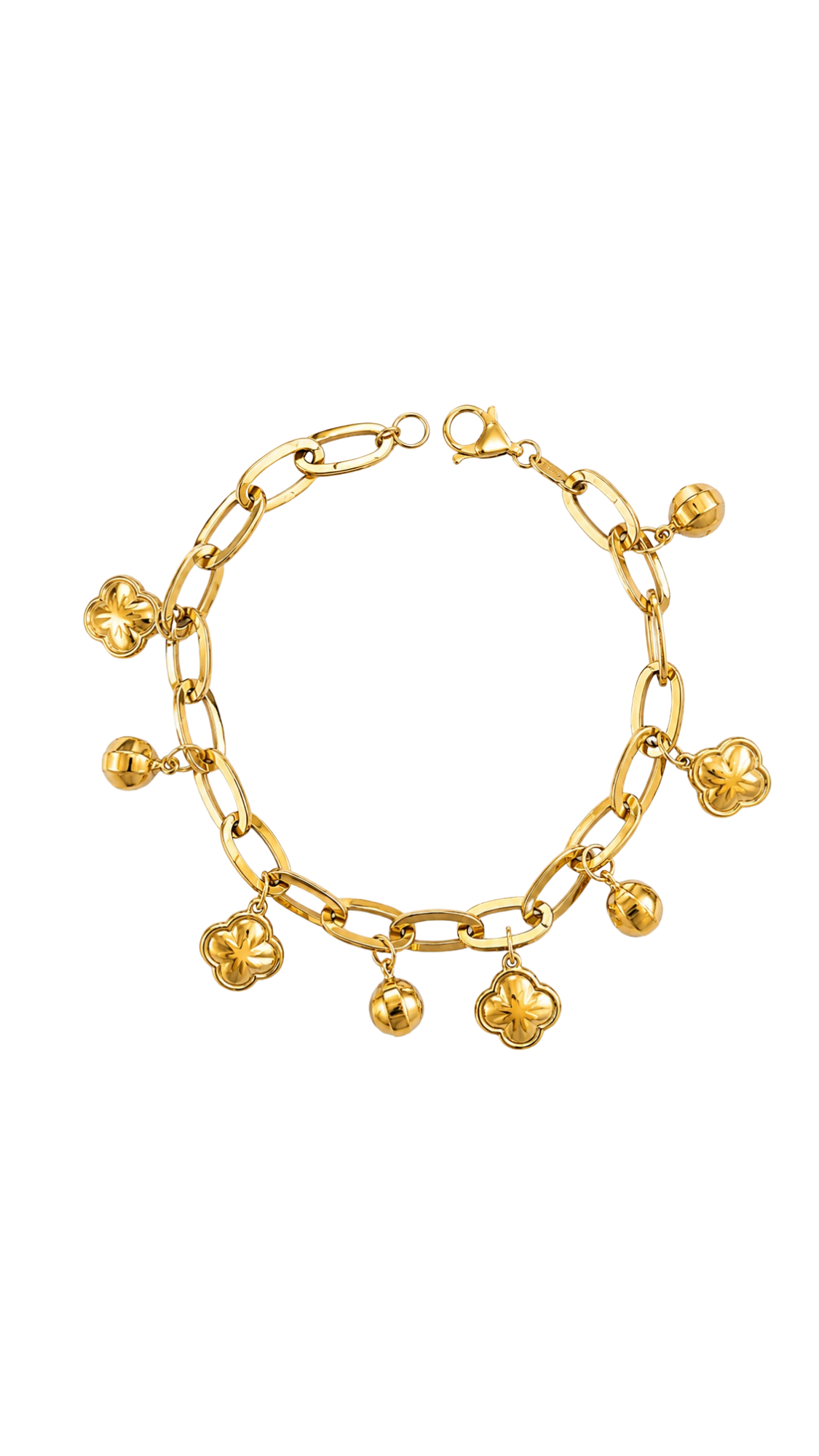 Oval Link With Charm Bracelet - Size 7.5