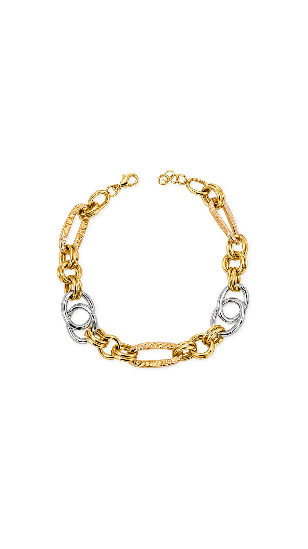 Oval-Round Combi Bracelet Tricolor - Size 8 to Size 8.5 (Ajustable)