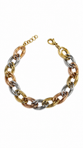 Double Oval Link Bracelet Tricolor - Size 7.5 to Size 8 (Adjustable)