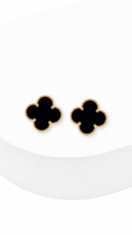 Black Flower Clip-Type Earrings