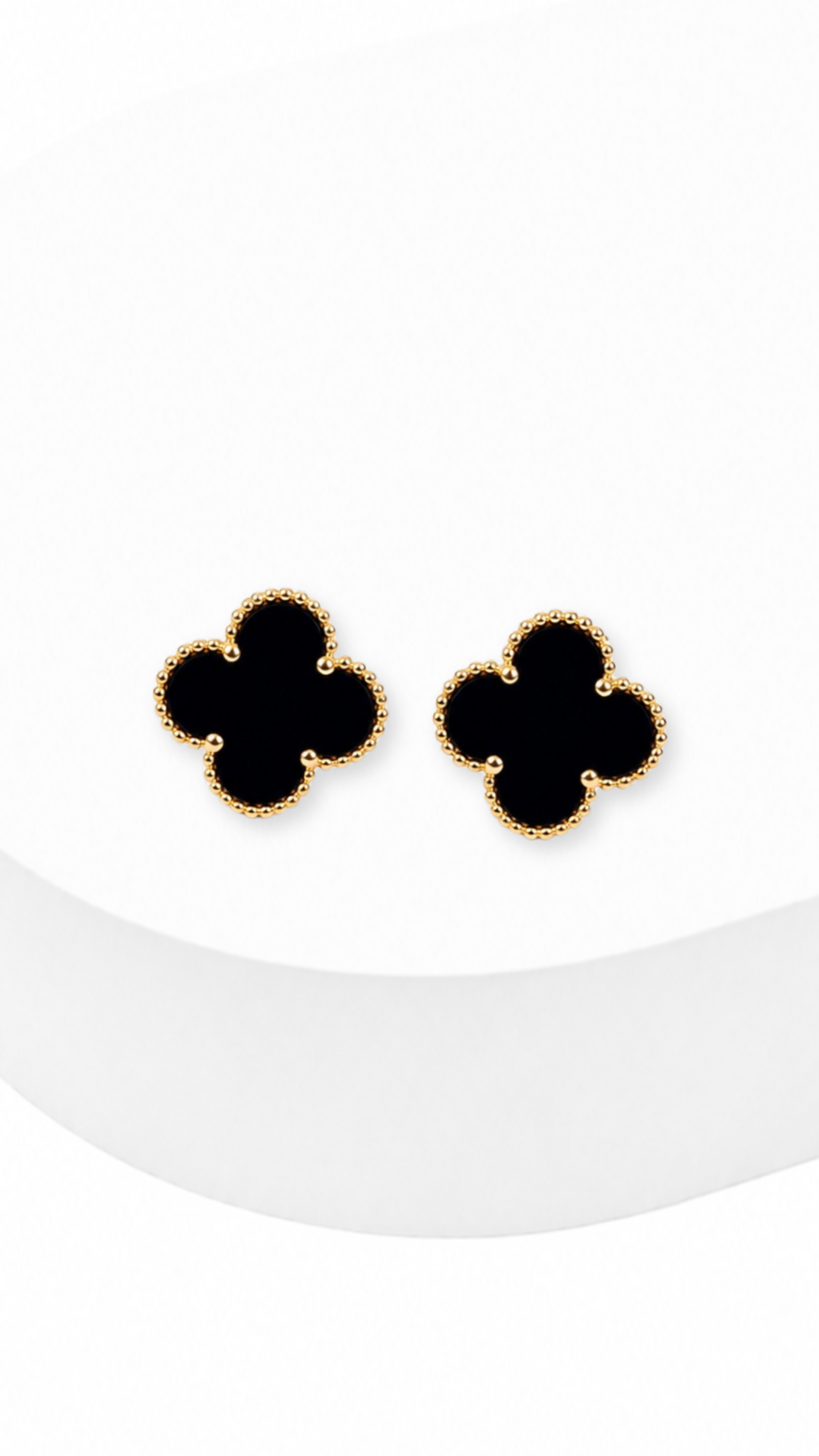 Black Flower Clip-Type Earrings