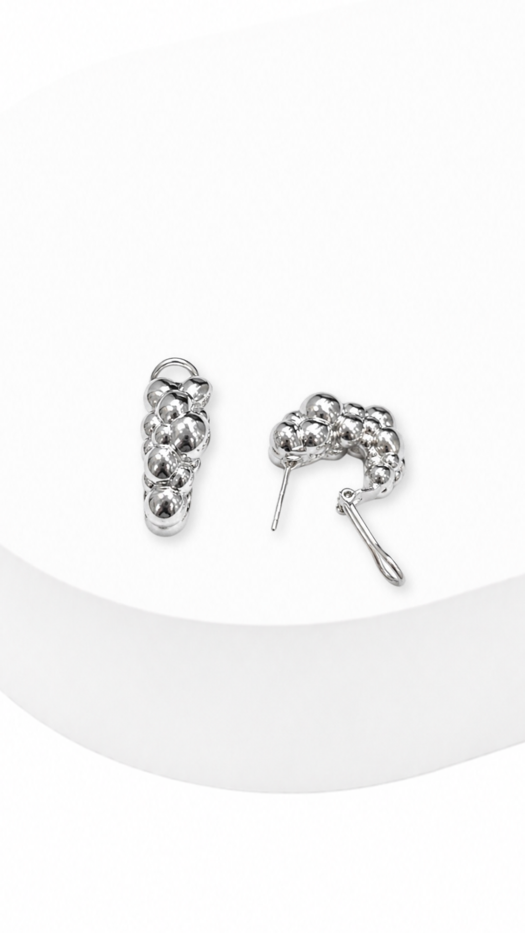 Bubble Bloom Clip-Type Earrings White Gold