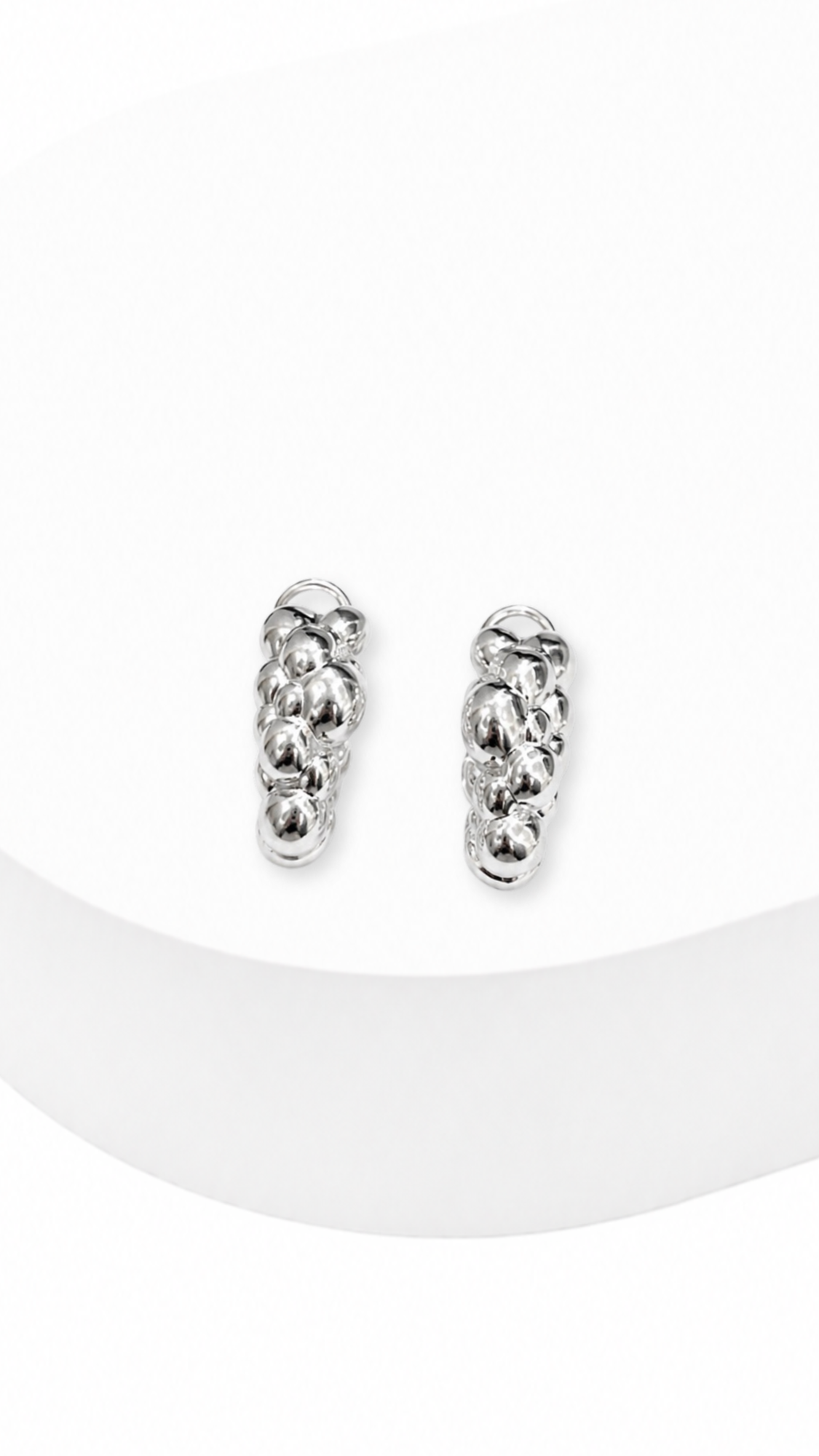 Bubble Bloom Clip-Type Earrings White Gold