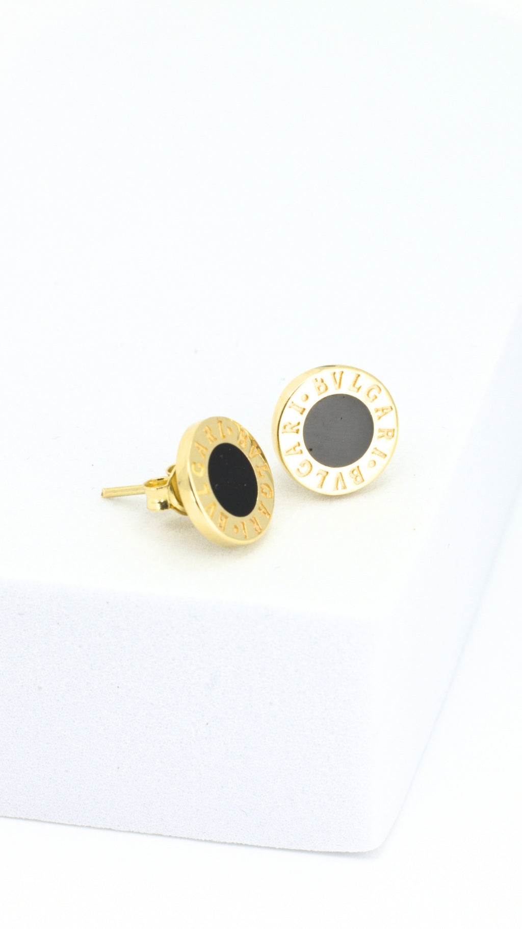 BLG Stud Earrings with Black Onyx