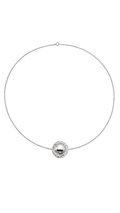 Celeste Sphere Attached Pendant Cord Necklace White Gold - Size 16