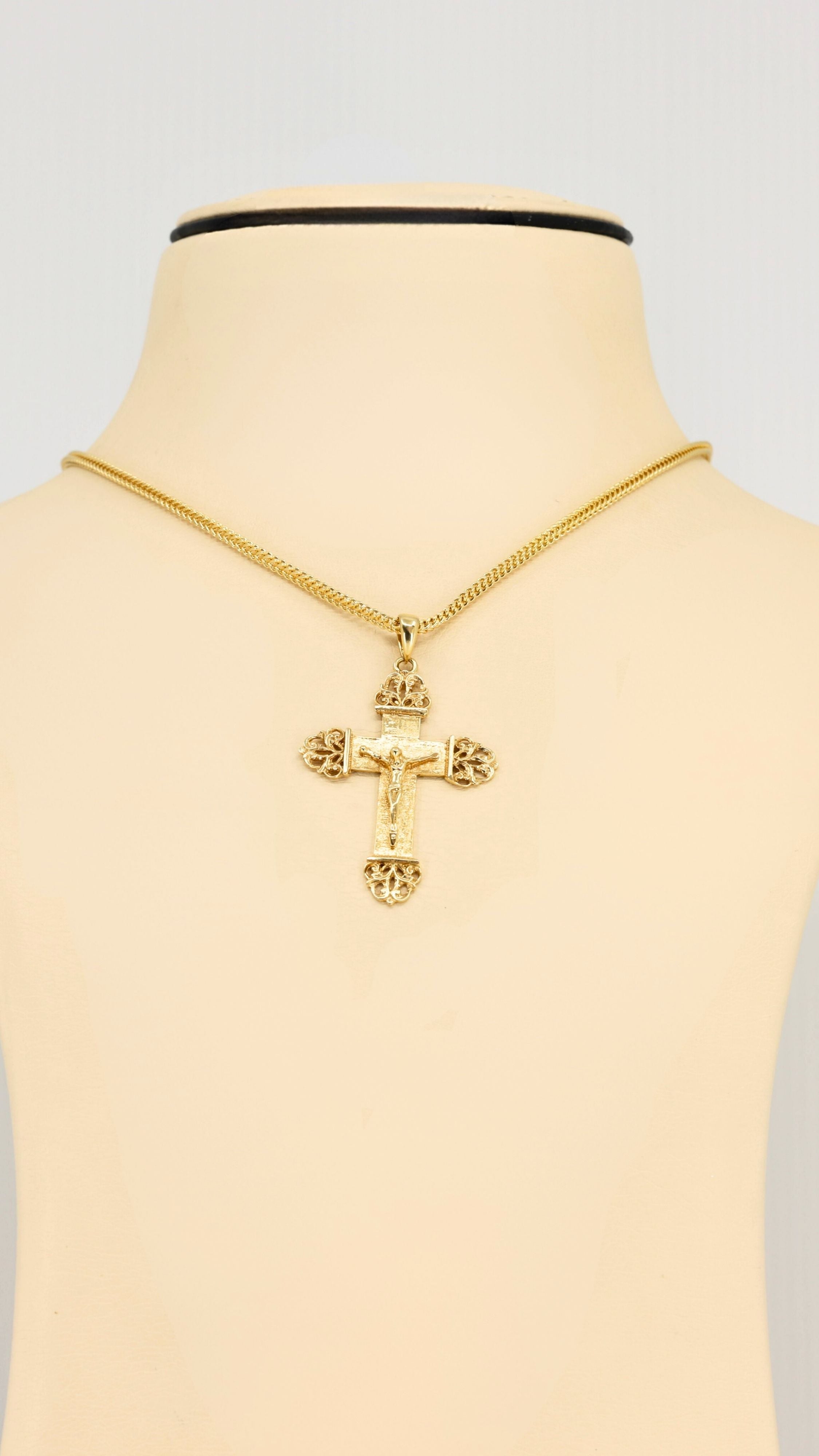 Cross Pendant Complex Design Two-Tone