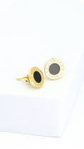 Disc Stud Earrings Black