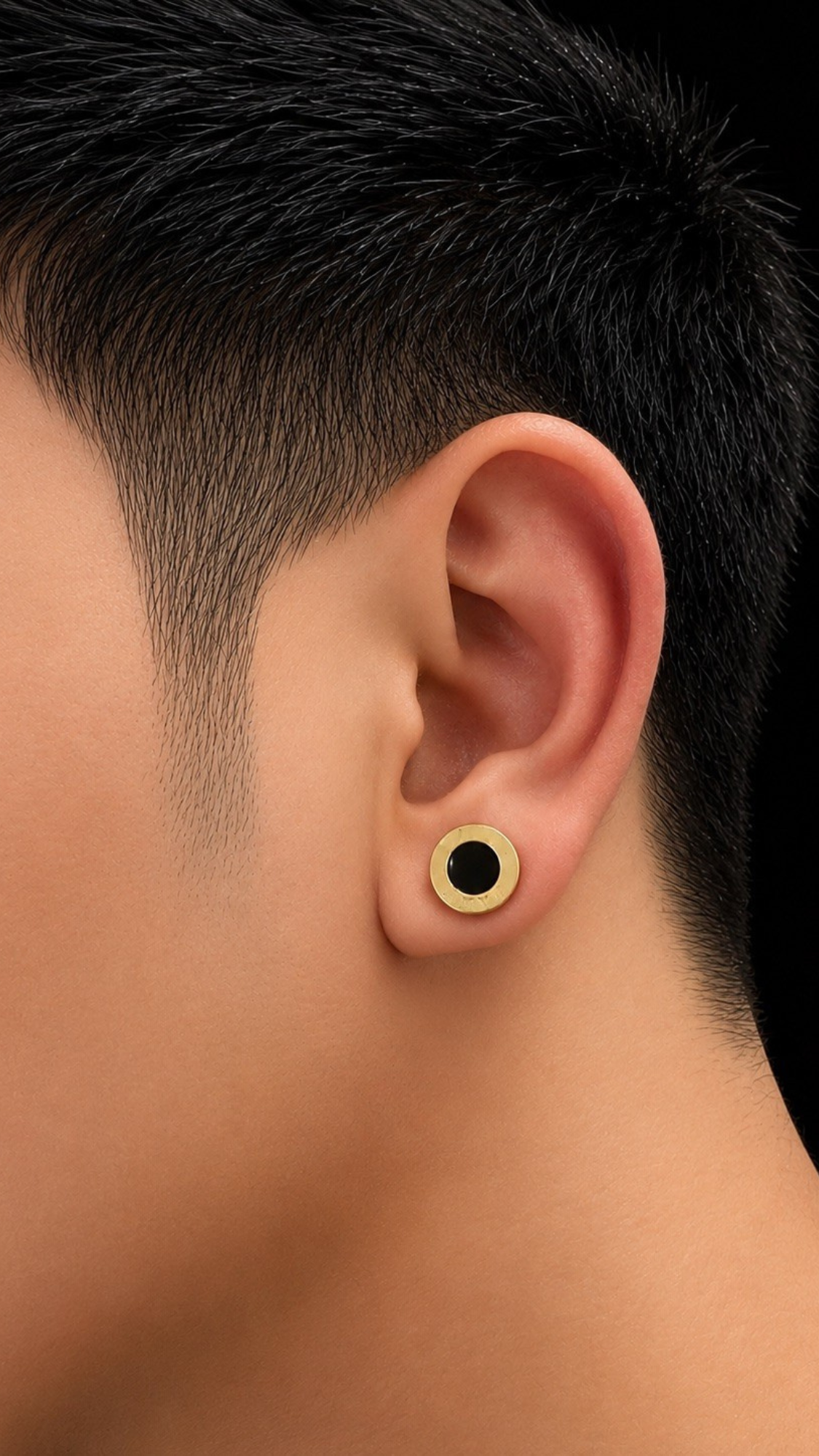 Disc Stud Earrings Black