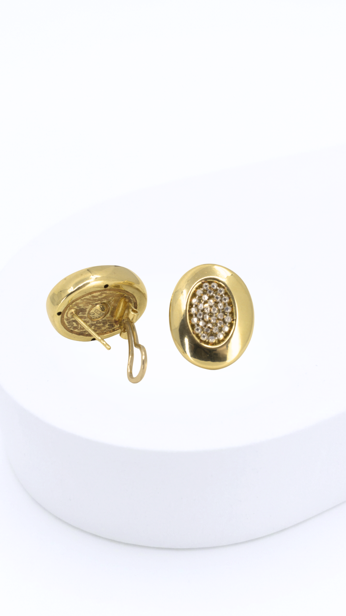 French Oval Clip-On Earrings Two-Tone