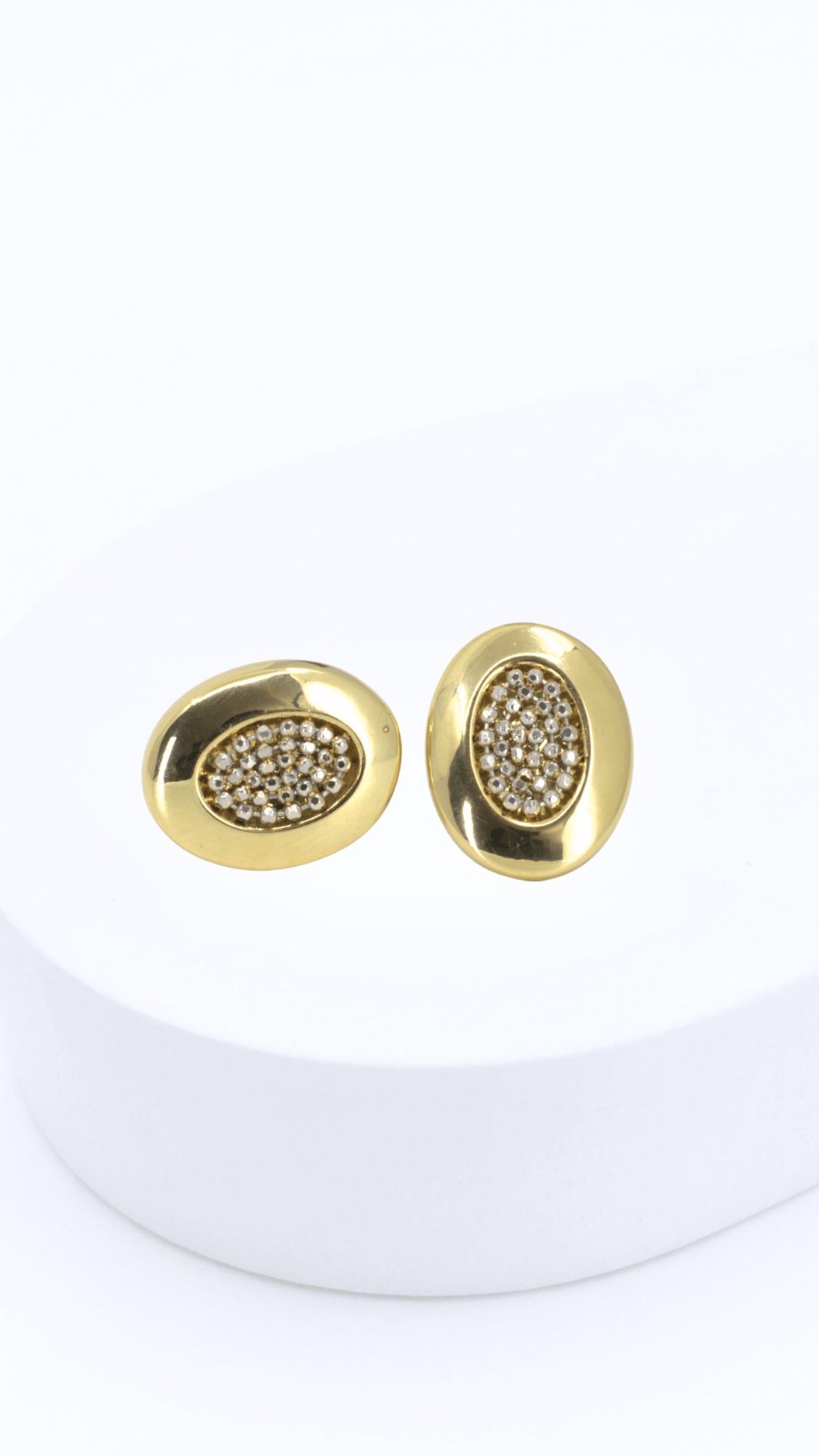 French Oval Clip-On Earrings Two-Tone