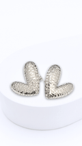 Woven Heart Electroform Clip-Type Earrings White Gold