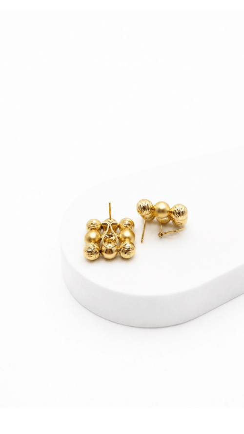 Golden Beads Cluster Earrings Square