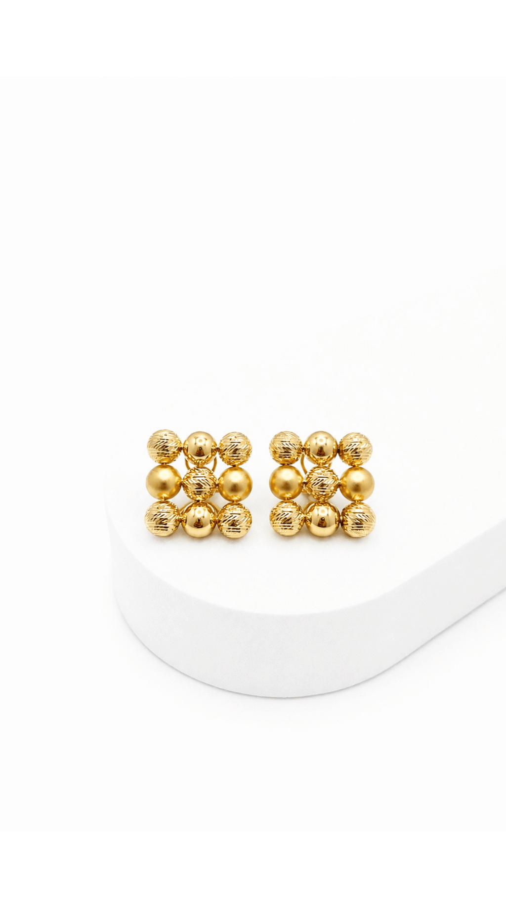 Golden Beads Cluster Earrings Square