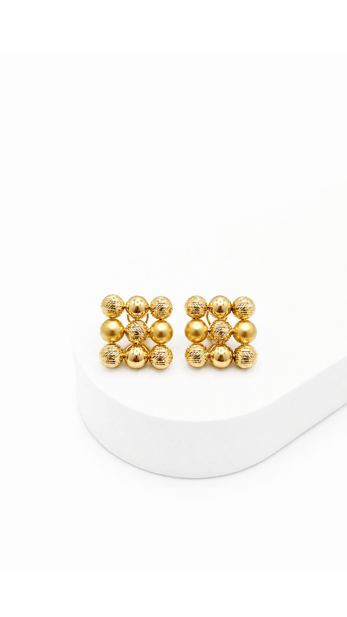 Golden Beads Cluster Earrings Square