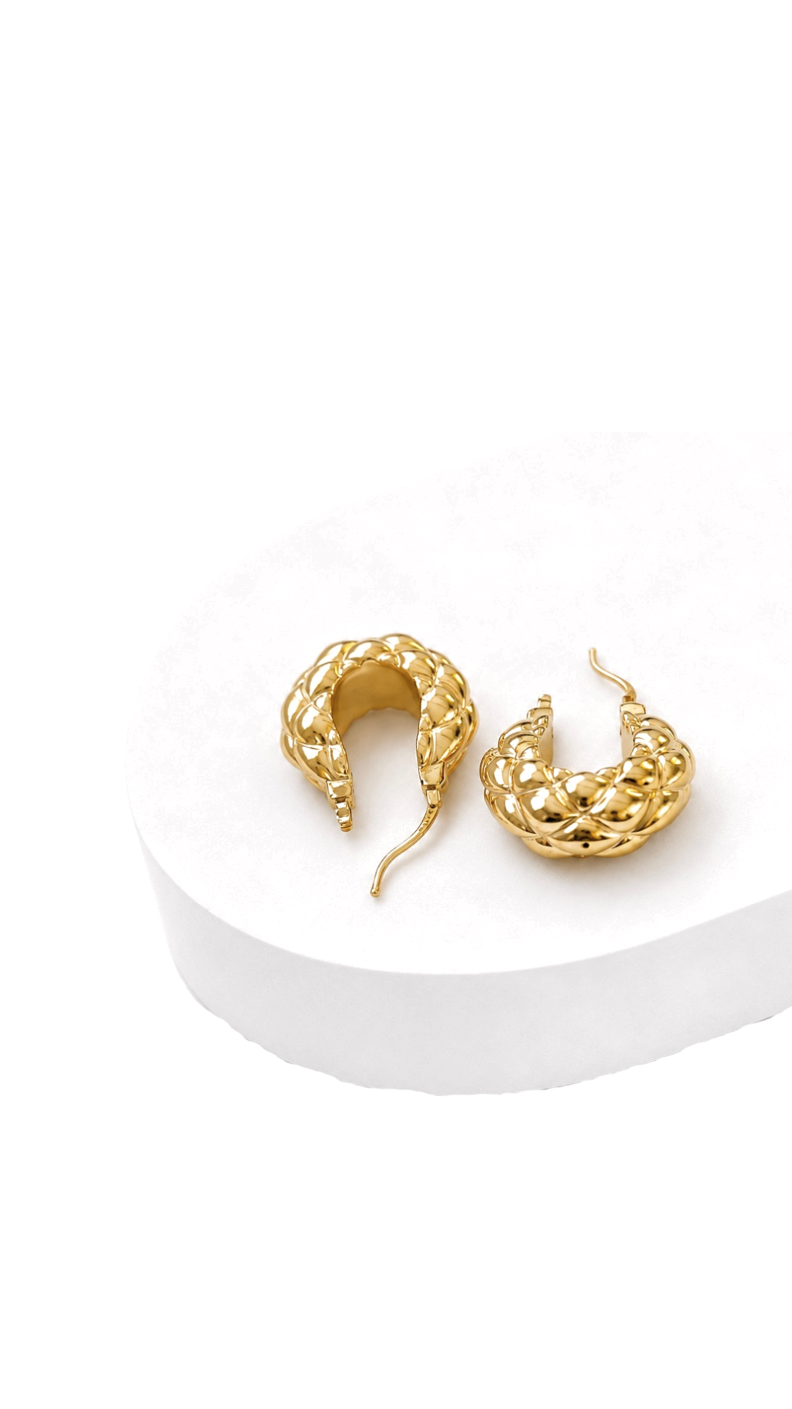 Quilted Round Huggie Electroform Earrings