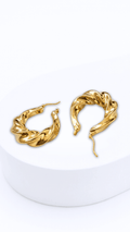 Twisted Croissant Electroform Hoop Earrings