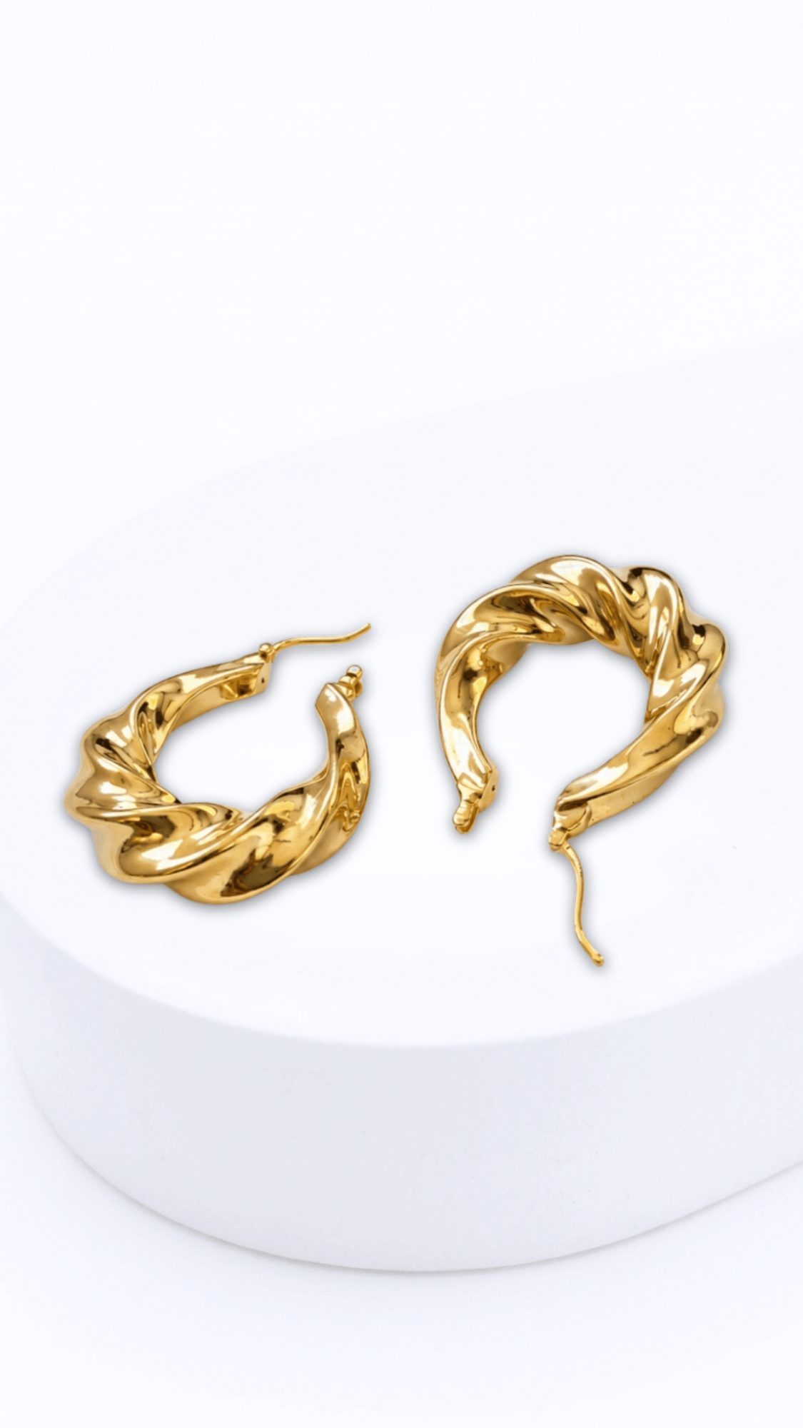 Twisted Croissant Electroform Hoop Earrings